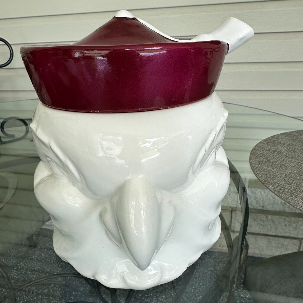 Goebel Parrot Cookie Jar Maroon Cap/Lid with Tasel West Germany RARE
